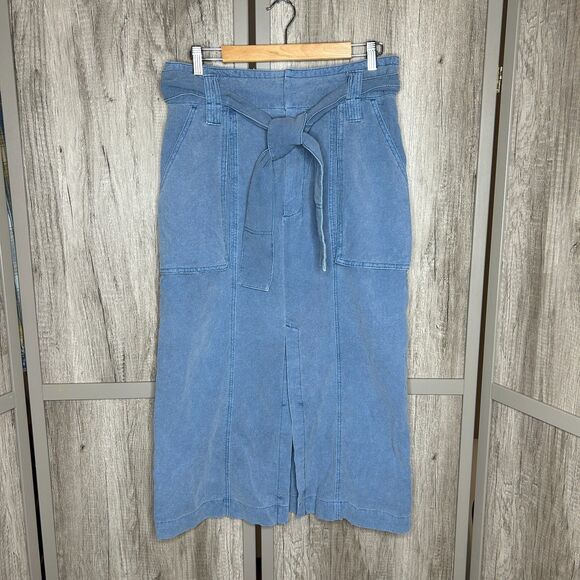 Free People Midi Skirt Catching Feelings Blueberry Pie Size 10 - Picture 1 of 8